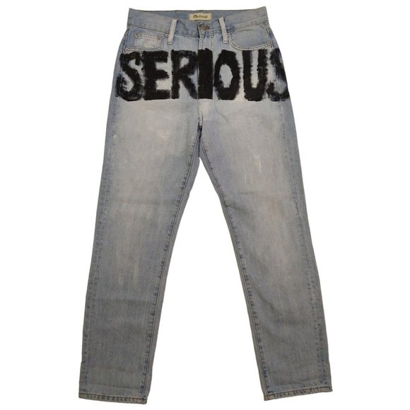 Madewell Perfect Vintage Jean Tapered Fit Denim Custom Painted C2819 Women's 27 - Picture 1 of 10